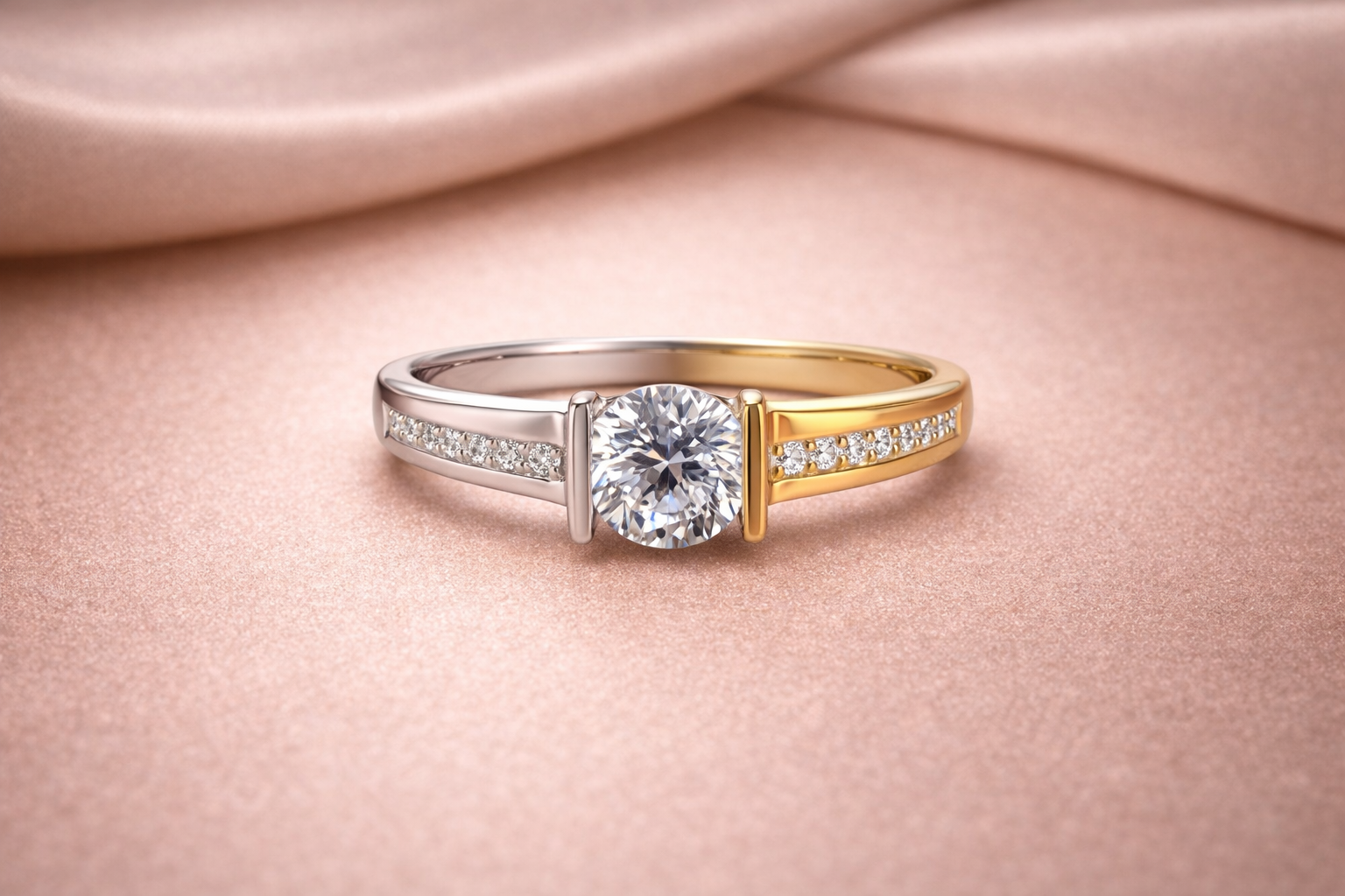 Kerasus Round Diamond Statement Ring – 14K Gold