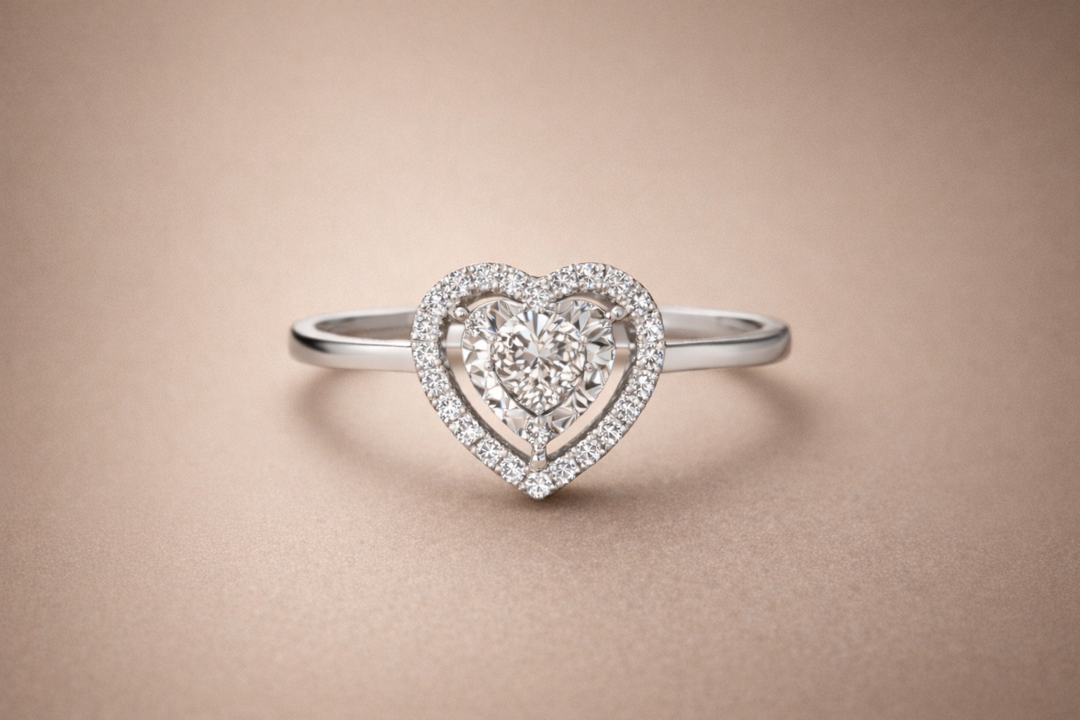 Kerasus Double Heart Diamond Ring – 14K Gold