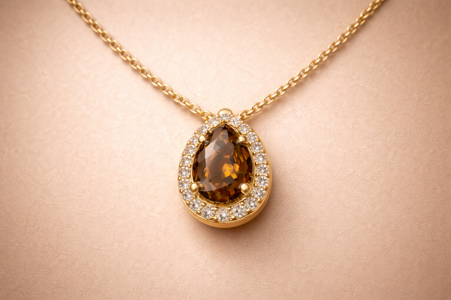 Kerasus Teardrop Gemstone Necklace – 14K Gold