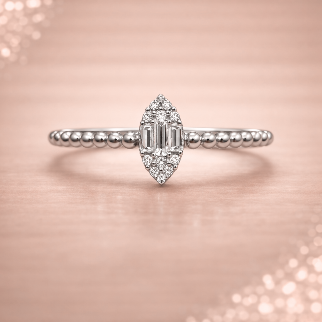 Kerasus Marquise Diamant Perlen Ring – 14 Karat Gold