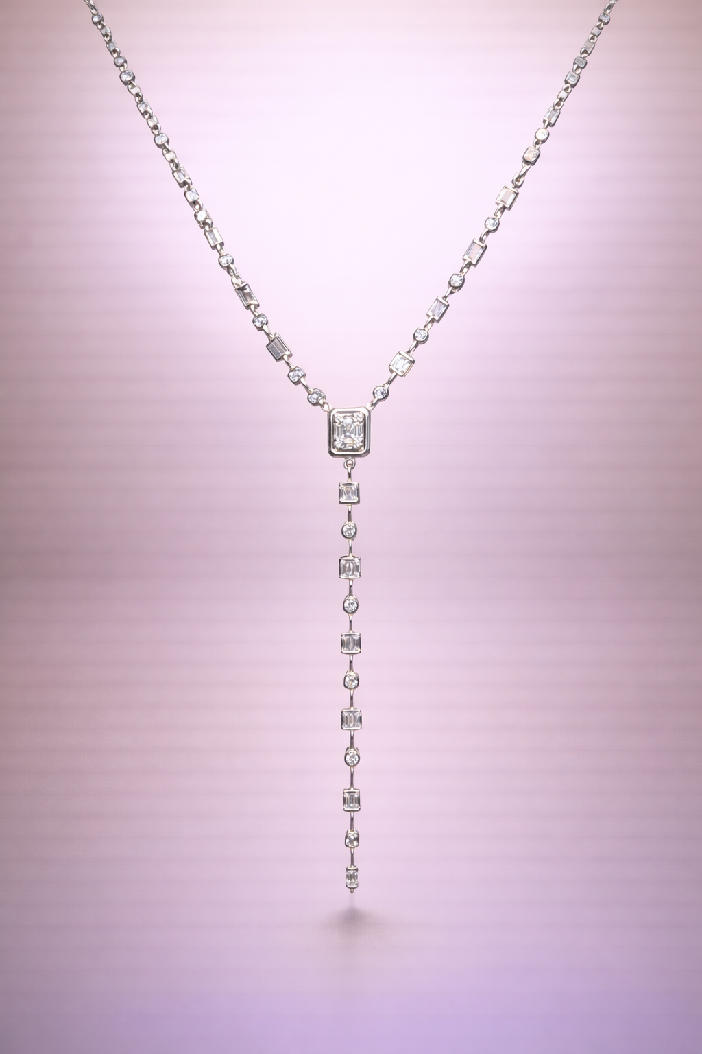 18K White Gold Diamond Drop Necklace