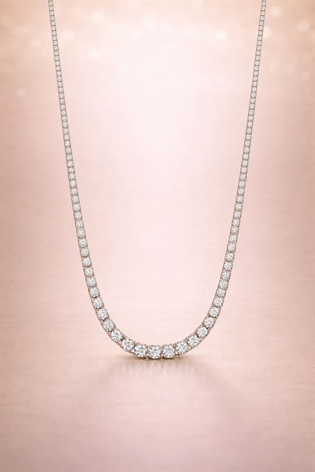 18K White Gold Diamond Tennis Necklace