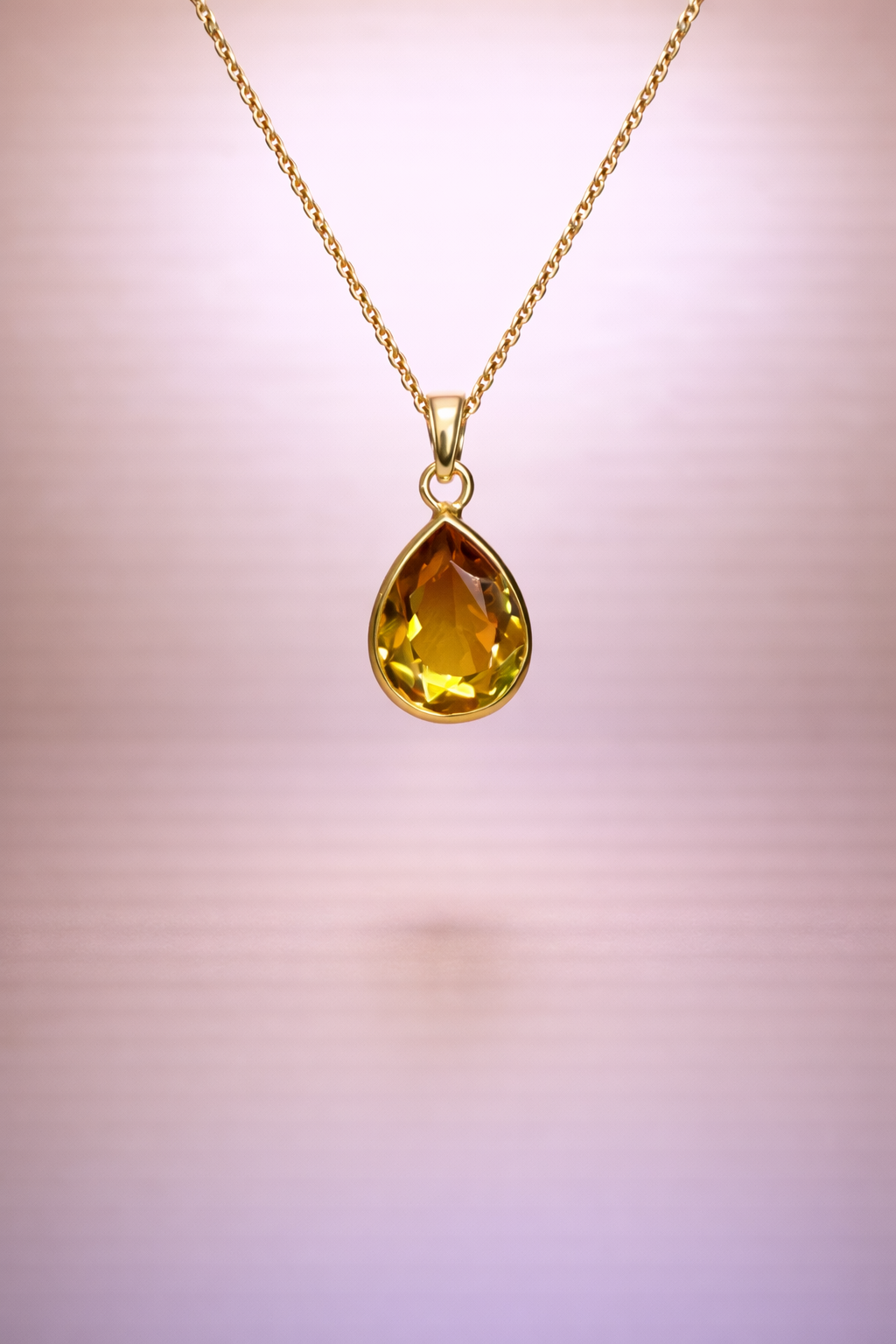14K Gold Pear-Shaped Gemstone Necklace