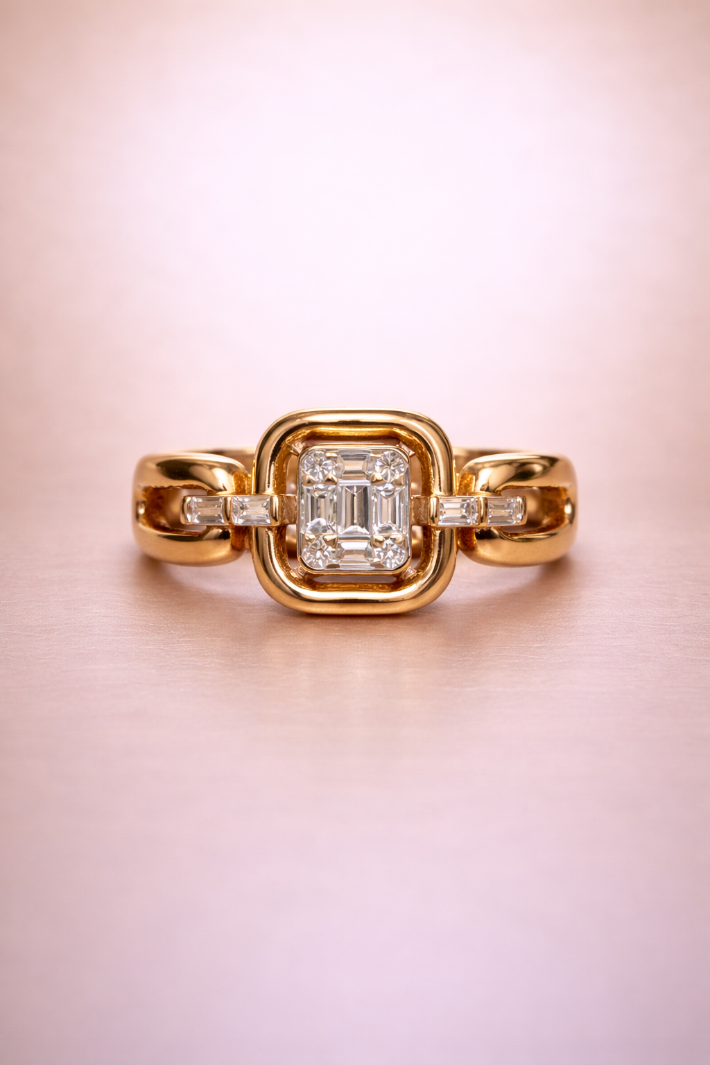 18K Gold Emerald Cut Diamond Ring