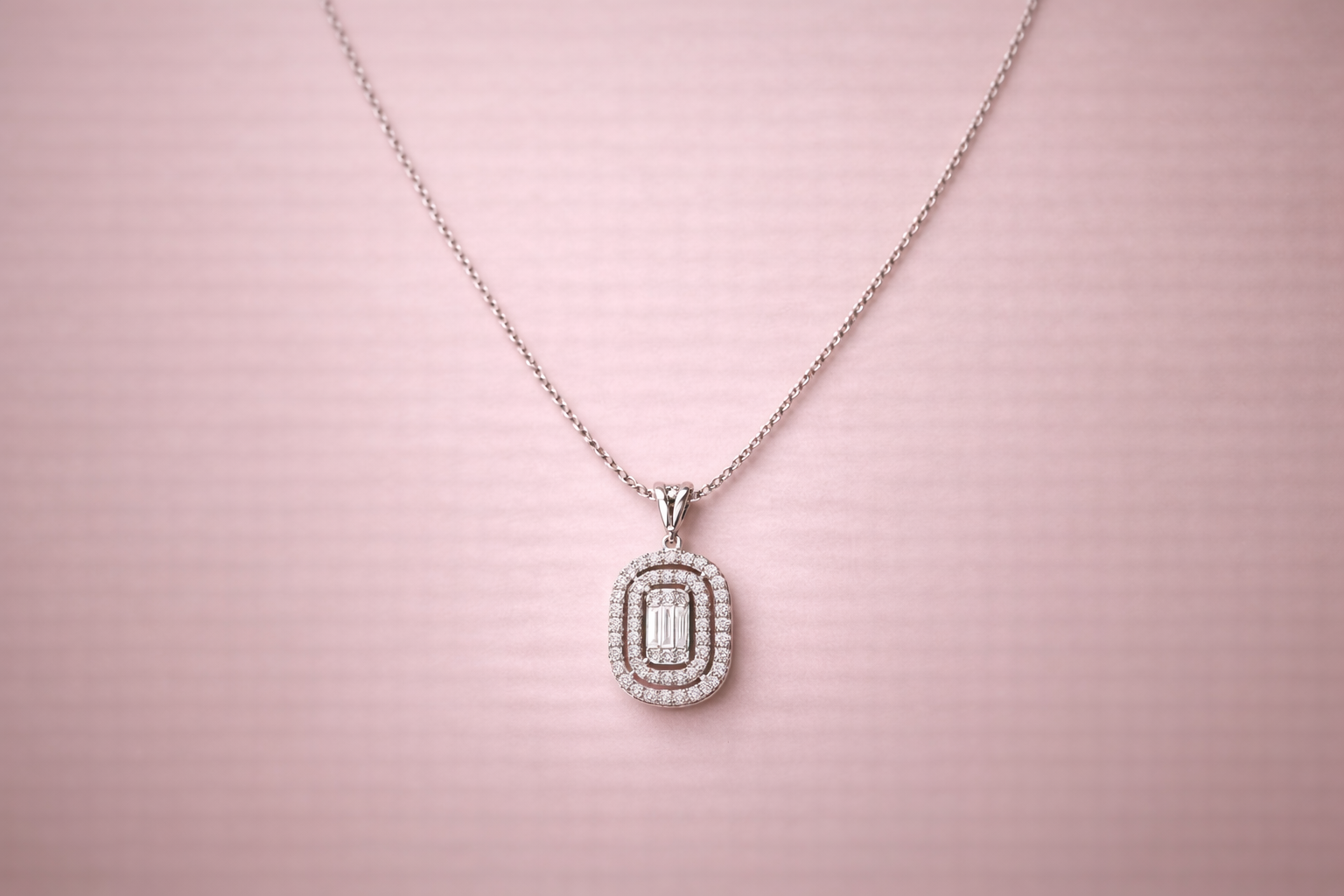 14K Gold Emerald Cut Diamond Necklace