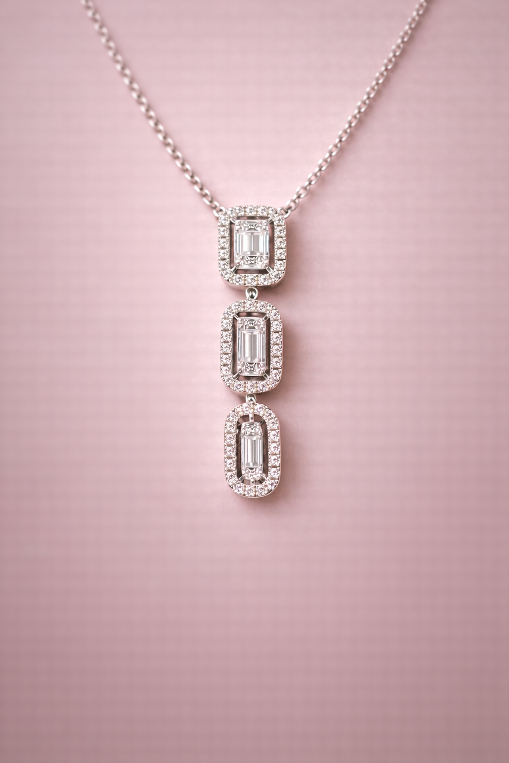 14K Gold Emerald-Cut Diamond Necklace