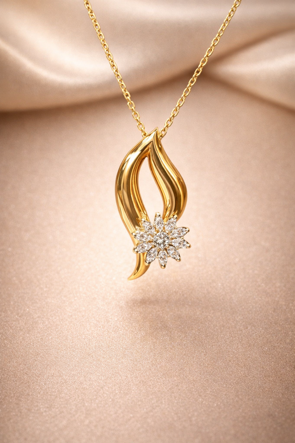 Kerasus Floral Flow Diamond Necklace – 18K Gold