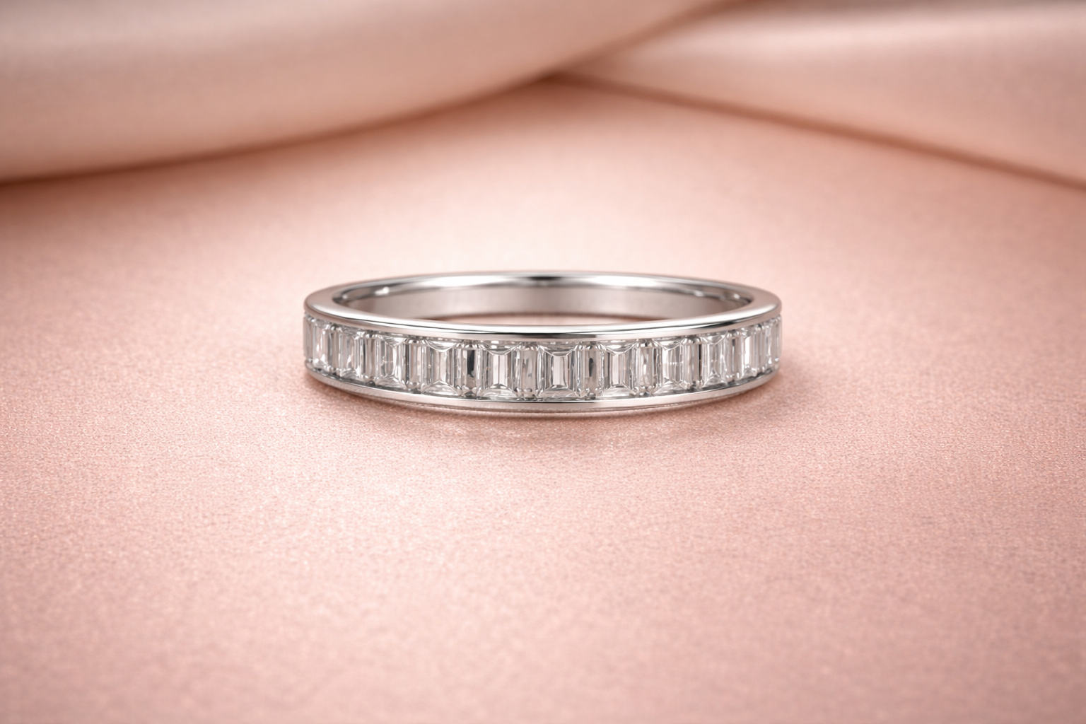 Kerasus Baguette Diamond Half Eternity Ring – 14K Gold