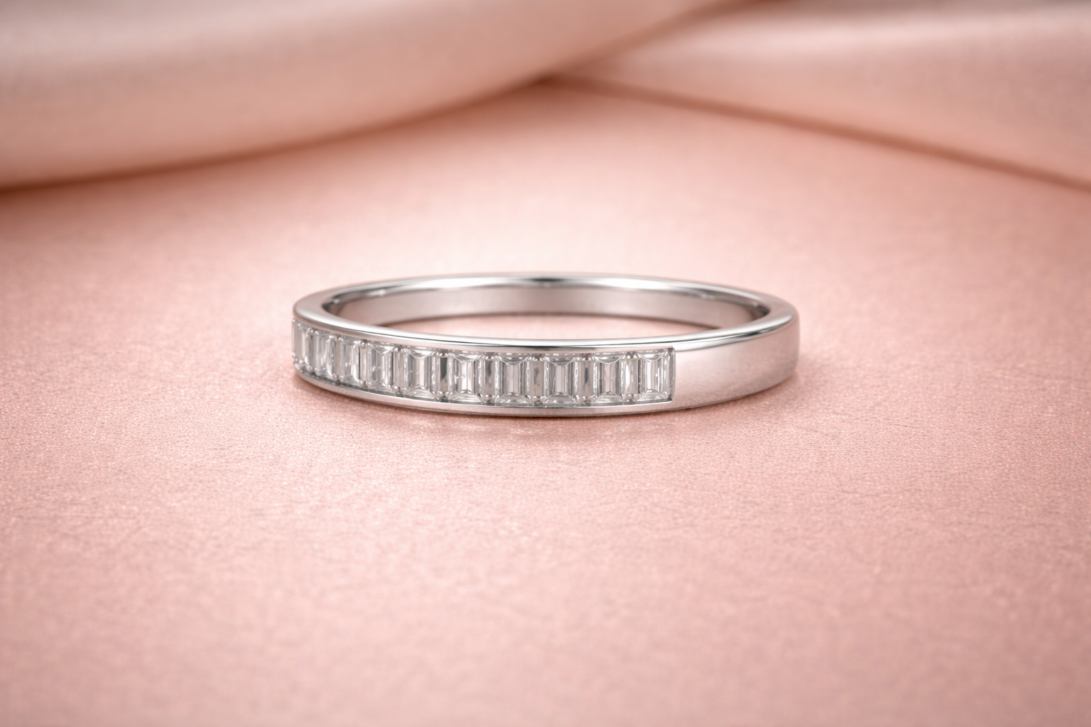 Kerasus Baguette Diamond Half Eternity Ring – 14K Gold