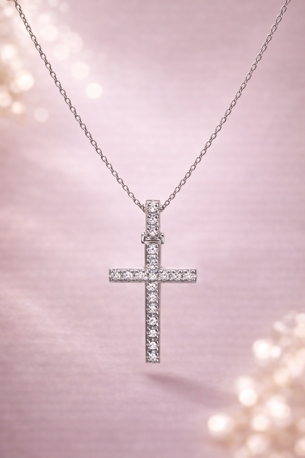 Kerasus 17 – 14K Gold Diamond Cross Necklace