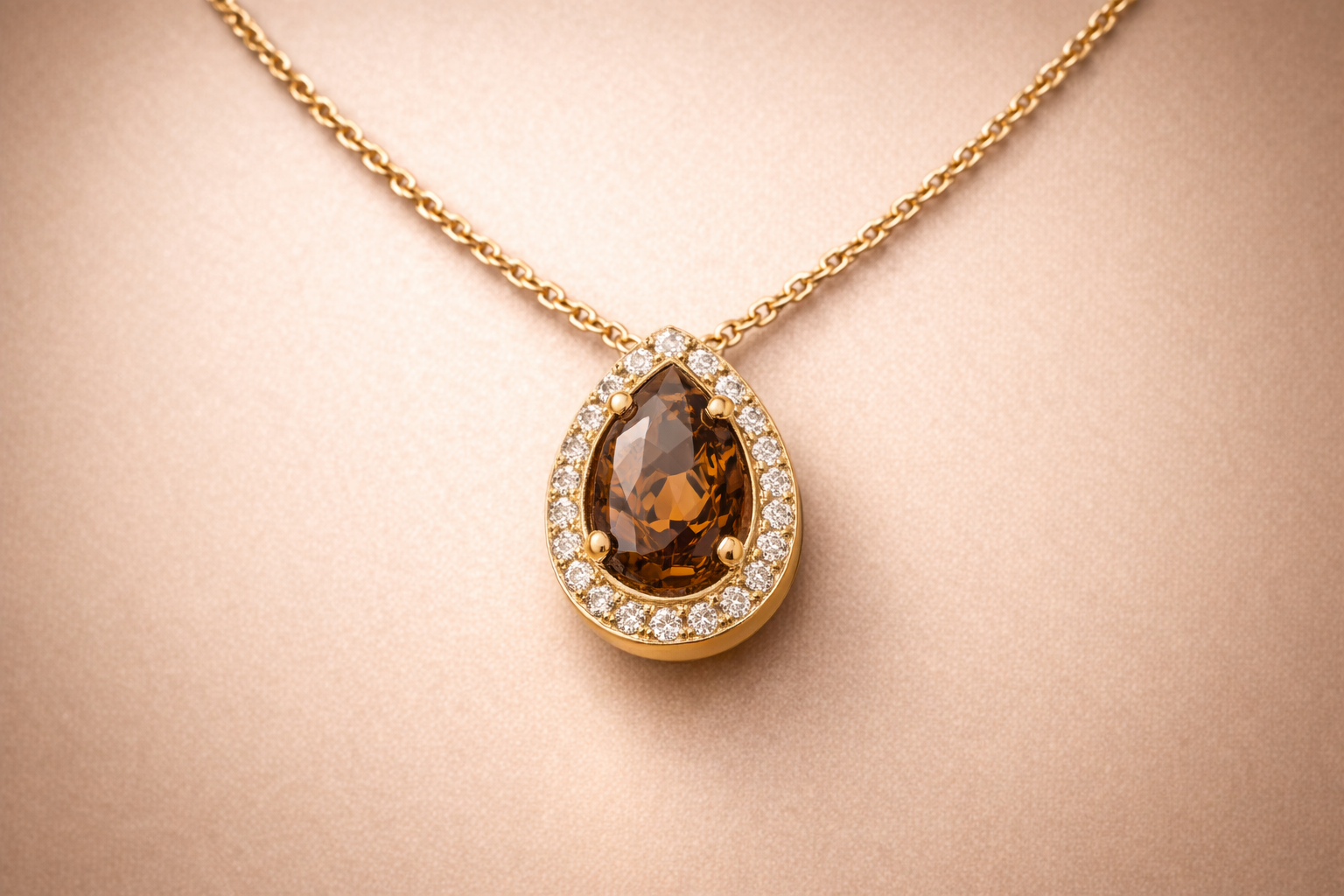 Kerasus Teardrop Gemstone Necklace – 14K Gold