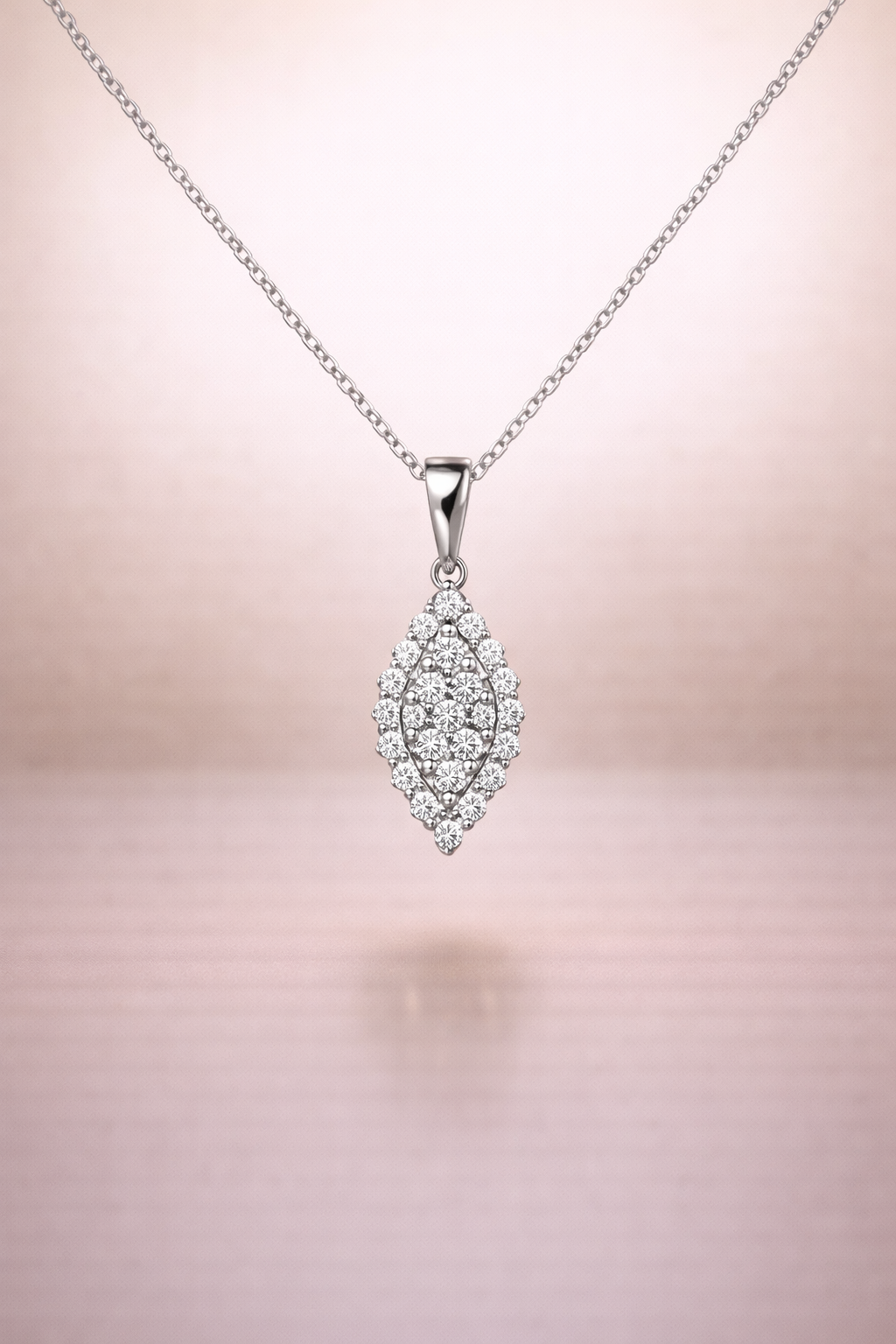 14K Gold Marquise Diamond Pendant Necklace