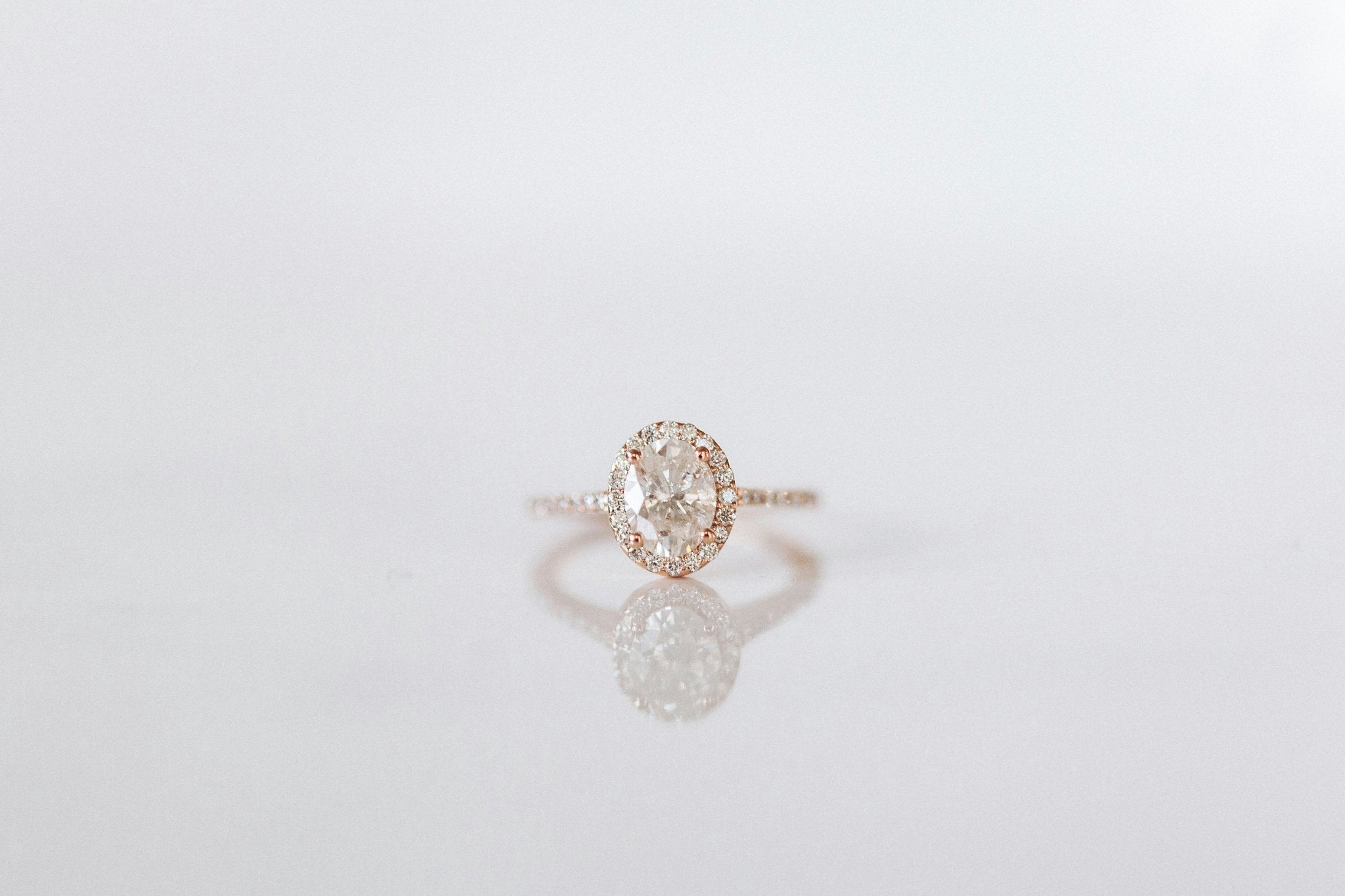 Oval Cut Halo Diamond Ring – 18K Rose Gold - KERASUS - Diamond Rings - KERASUS - 